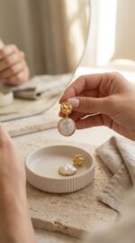 LUMIÈRE PEARL – Altın Kaplama Gerçek İnci Küpe - Görsel 4